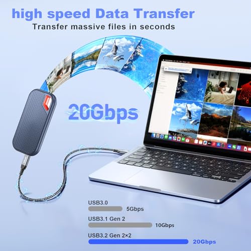 LDLrui USB C Cable [3FT, 2-Pack] 20Gbps High-Speed Data Transfer, 4K UHD USB C Monitor Display, USB 3.2 Gen 2x2, 100W Fast Charging Cord for iPhone 17/16, Sandisk, Samsung T7, SSK, ARZOPA, KYY, MNN - Image 2