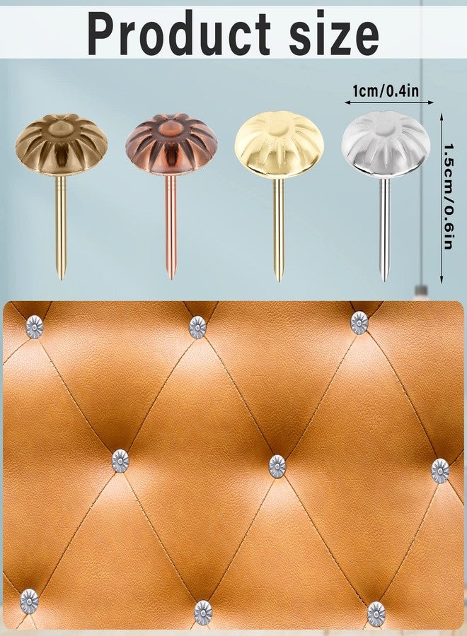 Haomian 400 Pcs Antique Brass Daisy Decorative Nails, Gold Brass Upholstery Tacks Nails Furniture Nails for Sofa,Crafts,Furniture, Hardware Tool,11 x 16cm,4 Colors - Image 2