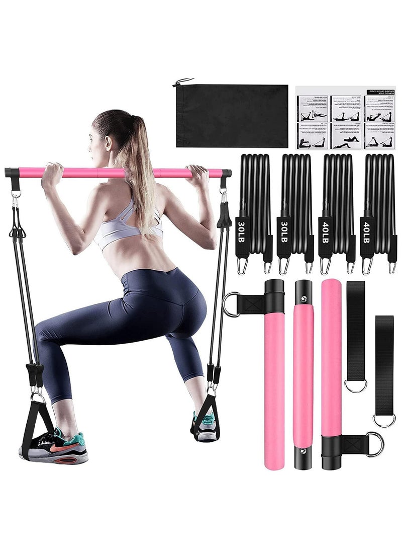 founder Pilates Bar Kit with 4 Resistance Bands,3-Section Pilates Bar with Stackable Bands Workout Equipment for Legs,Hip,Waist and Arm,Exercise Fitness Equipment for Women & Men Home Gym Yoga Pilates Kit - Image 1