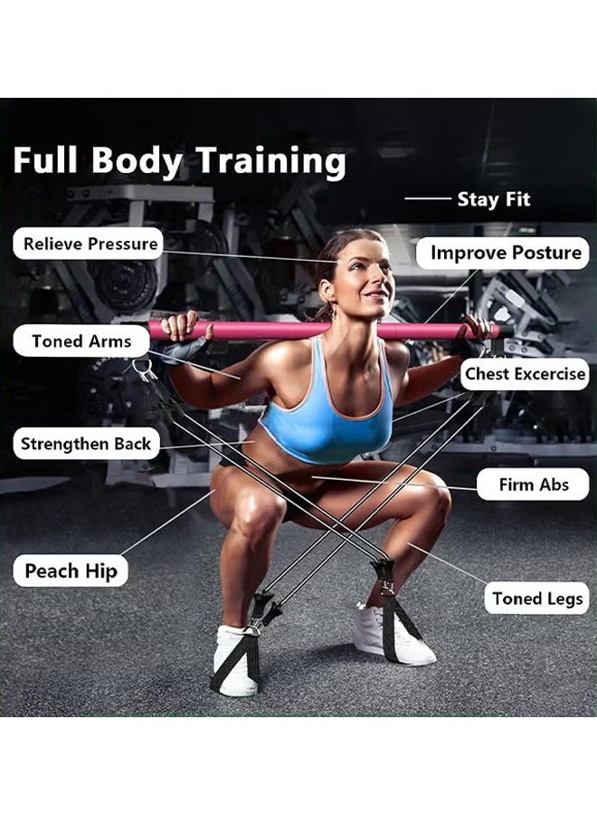 founder Pilates Bar Kit with 4 Resistance Bands,3-Section Pilates Bar with Stackable Bands Workout Equipment for Legs,Hip,Waist and Arm,Exercise Fitness Equipment for Women & Men Home Gym Yoga Pilates Kit - Image 2