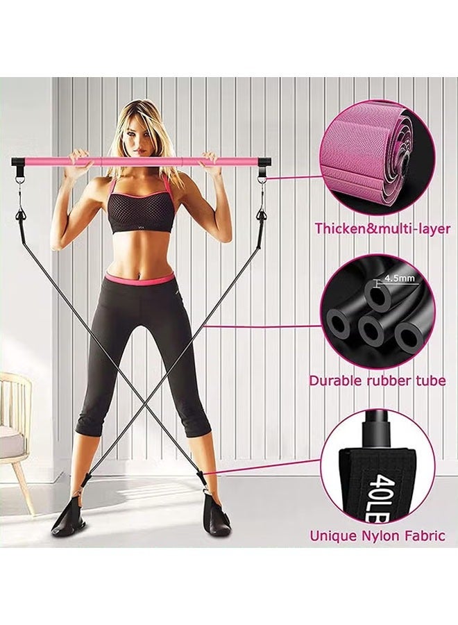 founder Pilates Bar Kit with 4 Resistance Bands,3-Section Pilates Bar with Stackable Bands Workout Equipment for Legs,Hip,Waist and Arm,Exercise Fitness Equipment for Women & Men Home Gym Yoga Pilates Kit - Image 3