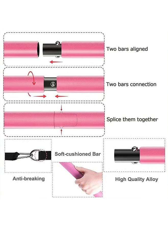 founder Pilates Bar Kit with 4 Resistance Bands,3-Section Pilates Bar with Stackable Bands Workout Equipment for Legs,Hip,Waist and Arm,Exercise Fitness Equipment for Women & Men Home Gym Yoga Pilates Kit - Image 4