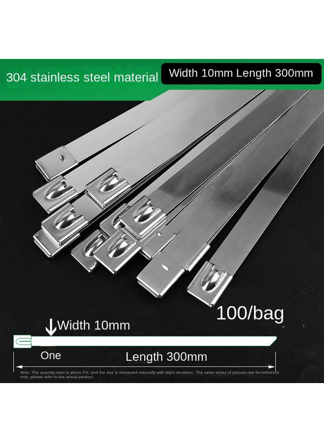 Bluejw 304 Stainless Steel Cable Tie 4.6*300 Self-locking Metal Marine Cable Tie Belt Outdoor High Temperature Resistant Cable Tie Steel Belt - Image 1