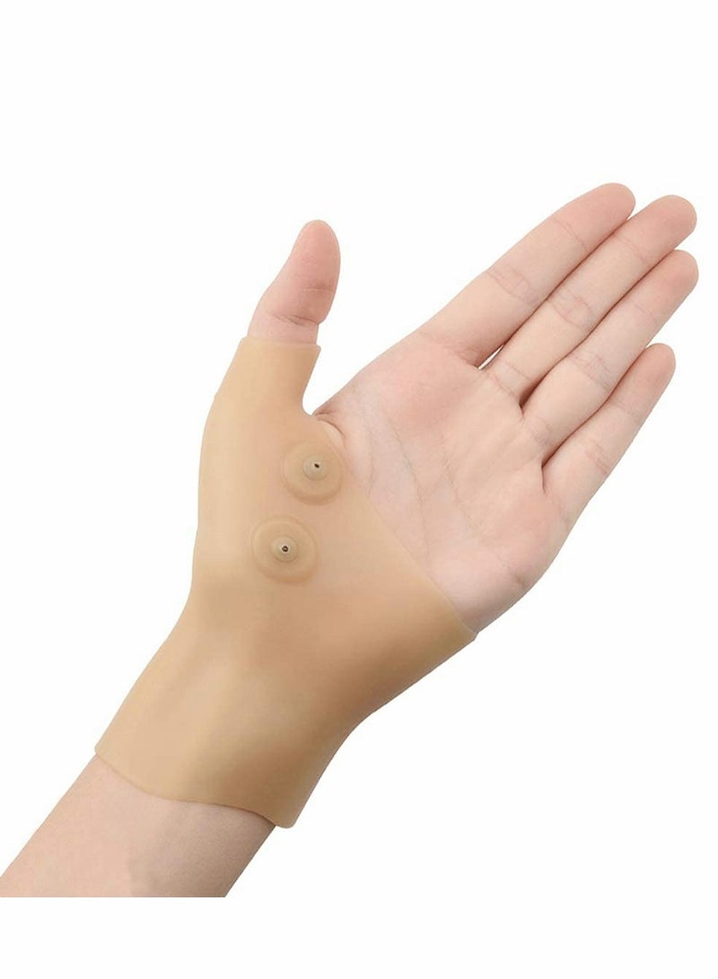Excefore Thumb Wrist Support Brace, 2 PCS Elastic Gel Arthritis Fingerless Glove with Magnetotherapy,Waterproof Wrist Compression Sleeve Splint for Sprained,Tendonitis,Carpal Tunnel Hand Joint Pain Relief - Image 1