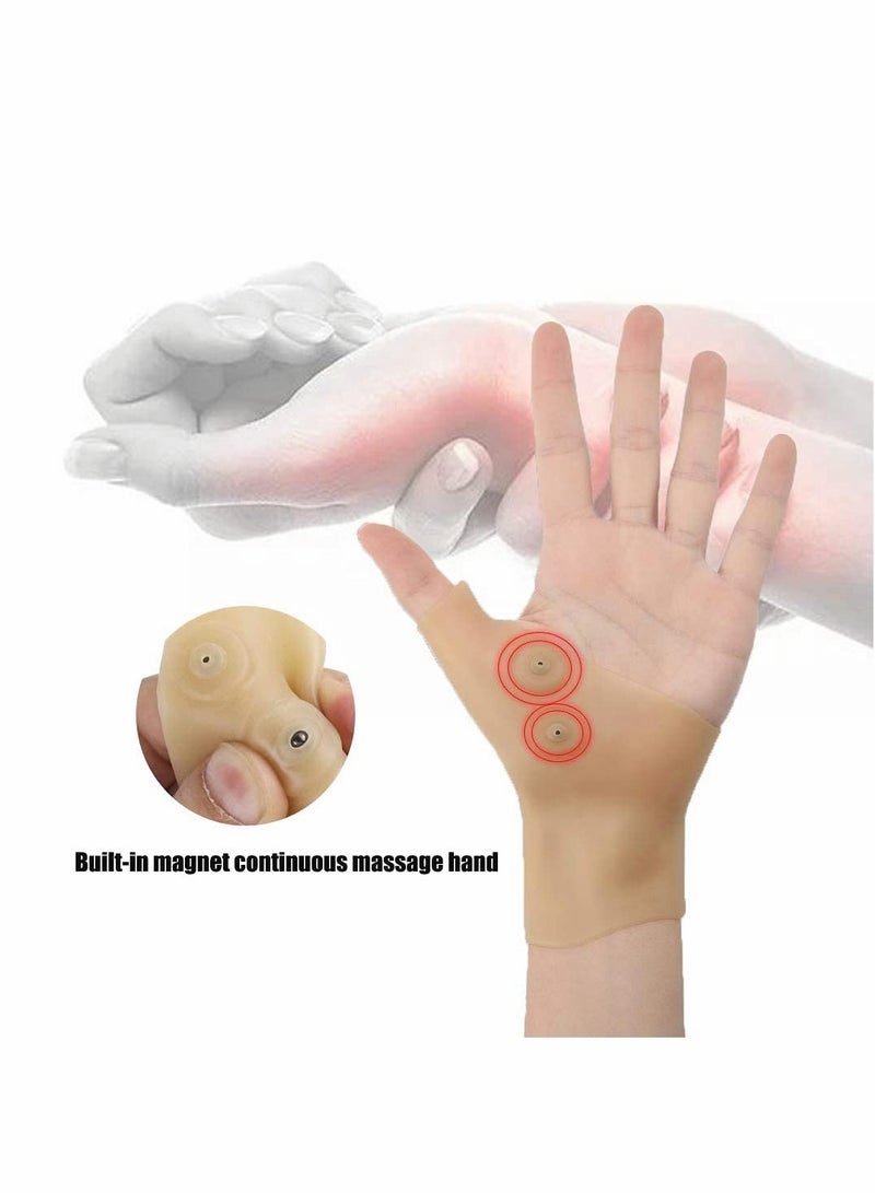 Excefore Thumb Wrist Support Brace, 2 PCS Elastic Gel Arthritis Fingerless Glove with Magnetotherapy,Waterproof Wrist Compression Sleeve Splint for Sprained,Tendonitis,Carpal Tunnel Hand Joint Pain Relief - Image 2