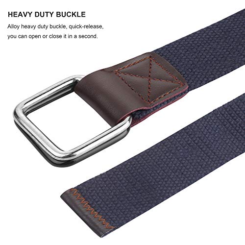 ZORO Cotton D ring buckle belt for men | Leather free, light weight, (PACK OF 2) | Color - Black+Blue - Image 4