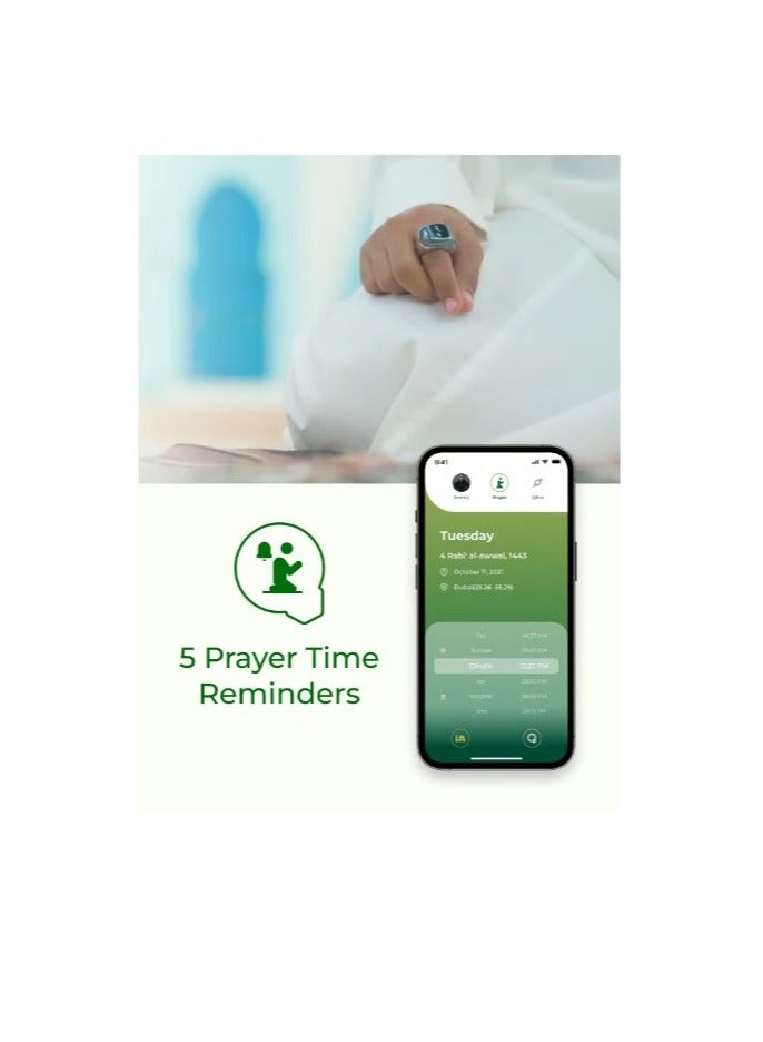 iQIBLA UMEOX iQIBLA Smart Zikr Ring Lite Black Grey 20MM - Image 3