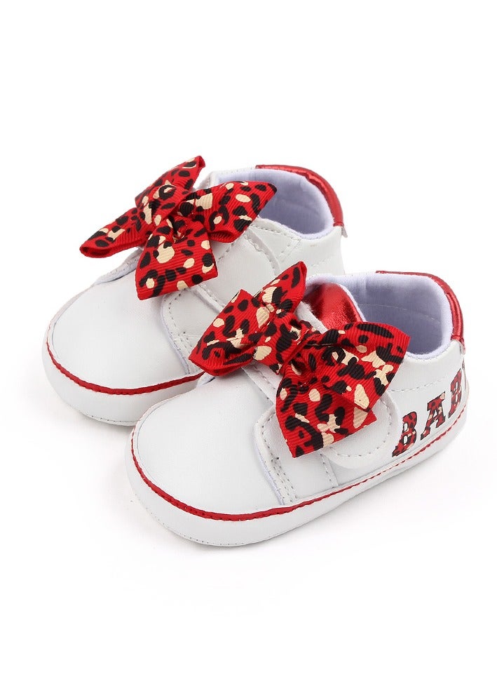 DecoLoral DECOR ME Toddler Shoes for Girls with Red color Leopard Bow Hook Loop Toddler Girl Dress Shoes (US Size 5) - Image 3