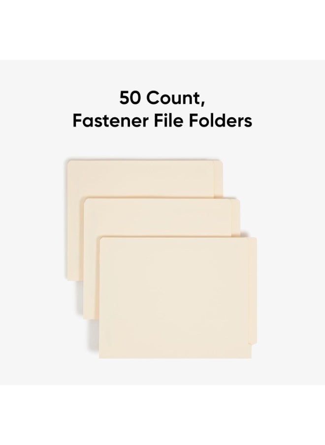 Smead Smead Heavyweight End Tab Fastener File Folder, Shelf-Master® Reinforced Straight-Cut Tab, 2 Fasteners, Letter Size, Manila, 50 per Box (34215)  - Image 3