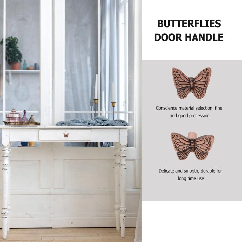 Red Copper Butterfly Cabinet Door Pulls Single Hole Drawer Handles 4pcs Set - Image 4
