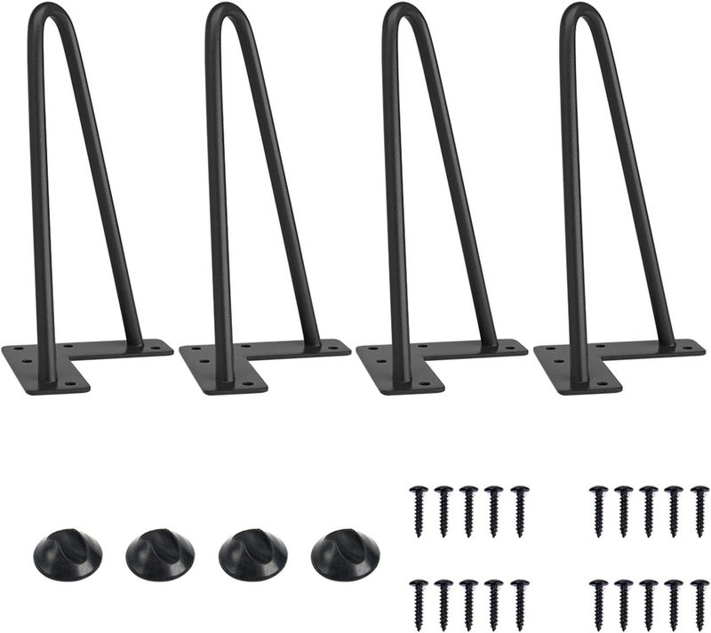 HIRVALL Heavy Duty Hairpin Legs for Desk Legs Console Table Legs for Any Types Furniture Black 10MM Thick Set of Four Legs x 4 2 Road8 inch - Image 1