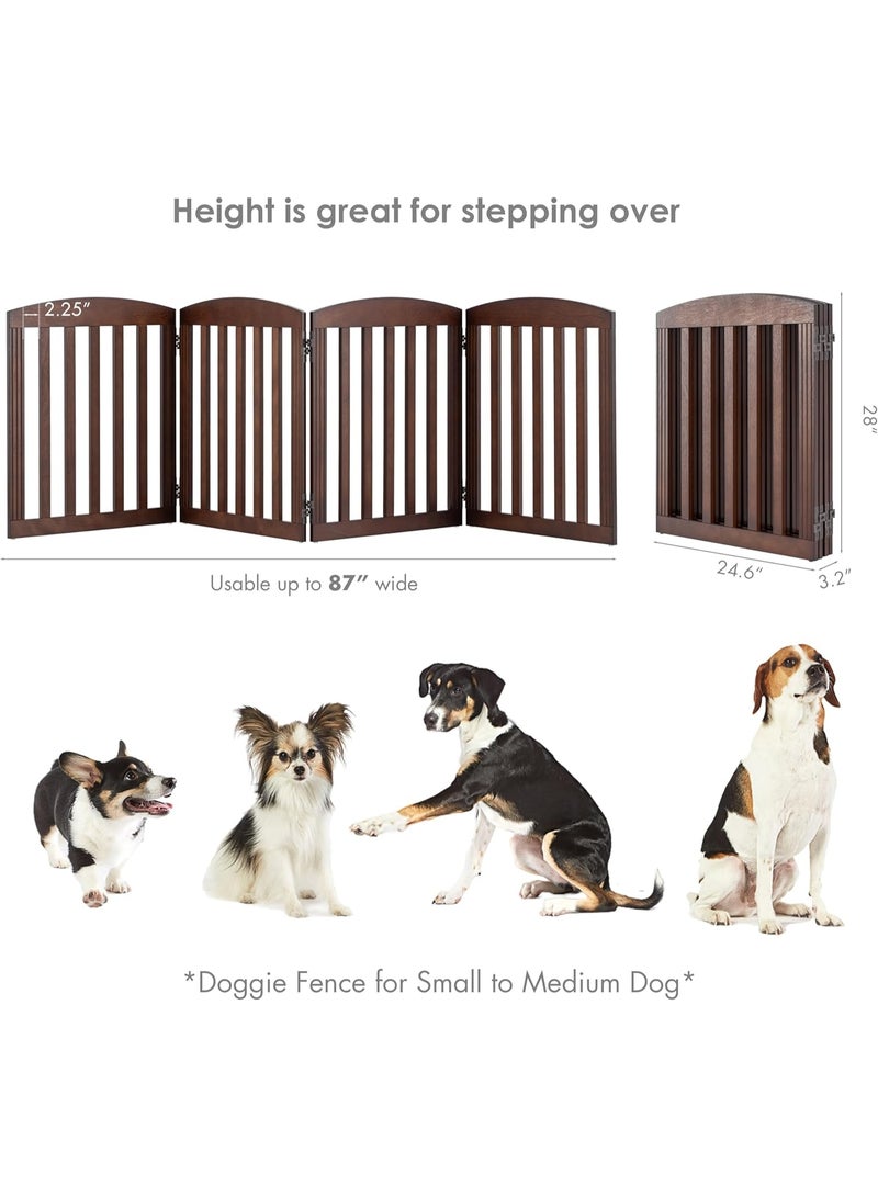 Spirich بوابة كلاب خشبية طويلة قائمة بذاتها وقابلة للطي، بوابة للحيوانات الأليفة داخلية، بوابات للكلاب للمداخل والسلالم والمنزل، بوابة للجراء، 4 ألواح، جوز البقان الدافئ - Image 5