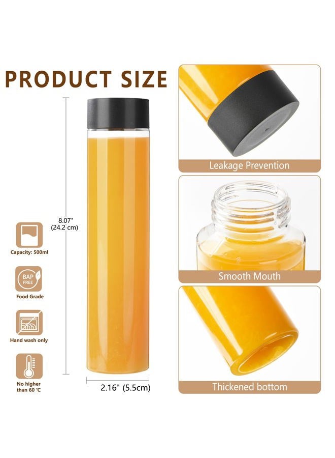 zmybcpack 12 Pack 16 OZ (500 ml) Clear PET Plastic Juice Bottles with Black Lids - Plastic Smoothie Bottles for Juice, Milk, Homemade Beverages - Image 2