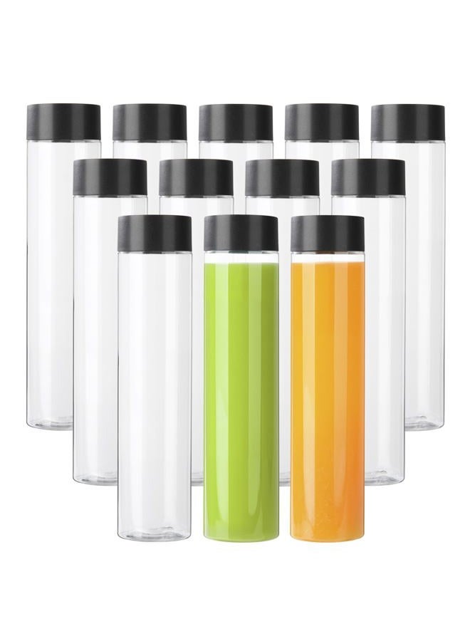 zmybcpack 12 Pack 16 OZ (500 ml) Clear PET Plastic Juice Bottles with Black Lids - Plastic Smoothie Bottles for Juice, Milk, Homemade Beverages - Image 1