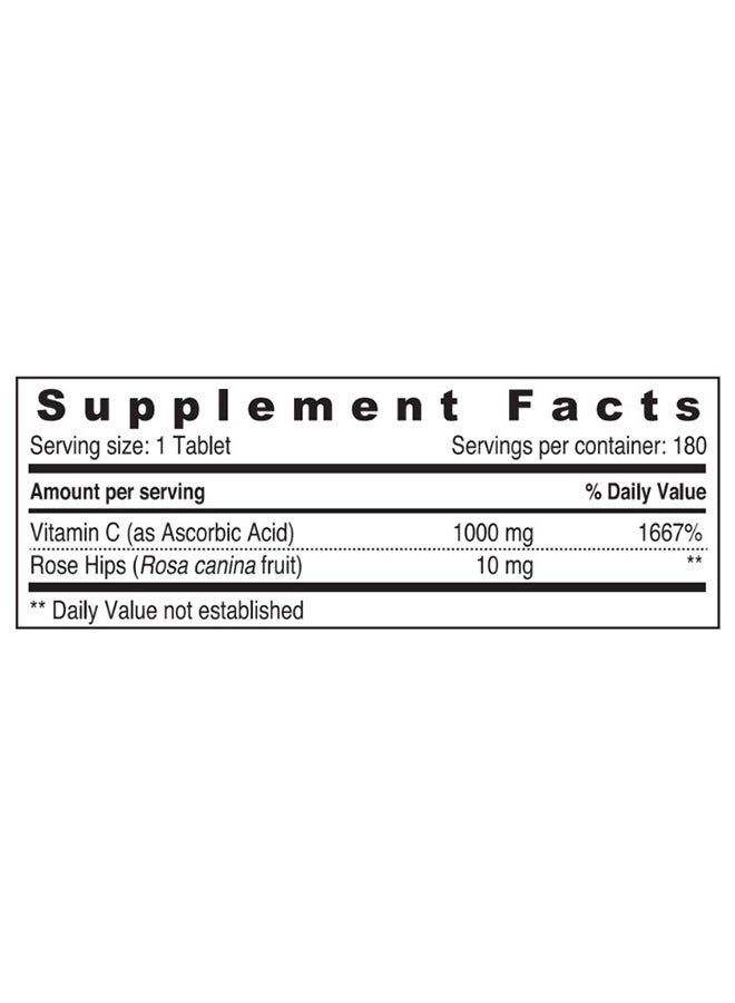 SUNSHINE NUTRITION Vitamin C 1000Mg  Infused With Rosehips Supports Immune Function Dietary Supplement 180 Tablets  - Image 3