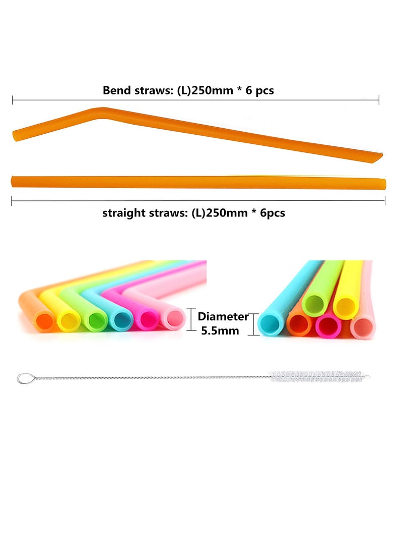 SYOSI 12PCS Reusable Flexible Straws for Toddlers & Kids, BPA-Free Silicone Straws with Cleaning Brushes Extra Long Straws Sustainable Straw Set Washable Drinking Straws for 30oz 20oz Tumblers  - Image 5