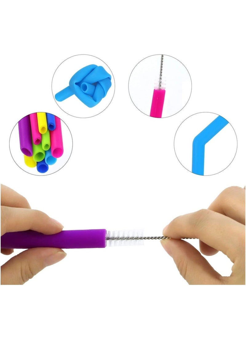SYOSI 12PCS Reusable Flexible Straws for Toddlers & Kids, BPA-Free Silicone Straws with Cleaning Brushes Extra Long Straws Sustainable Straw Set Washable Drinking Straws for 30oz 20oz Tumblers  - Image 4