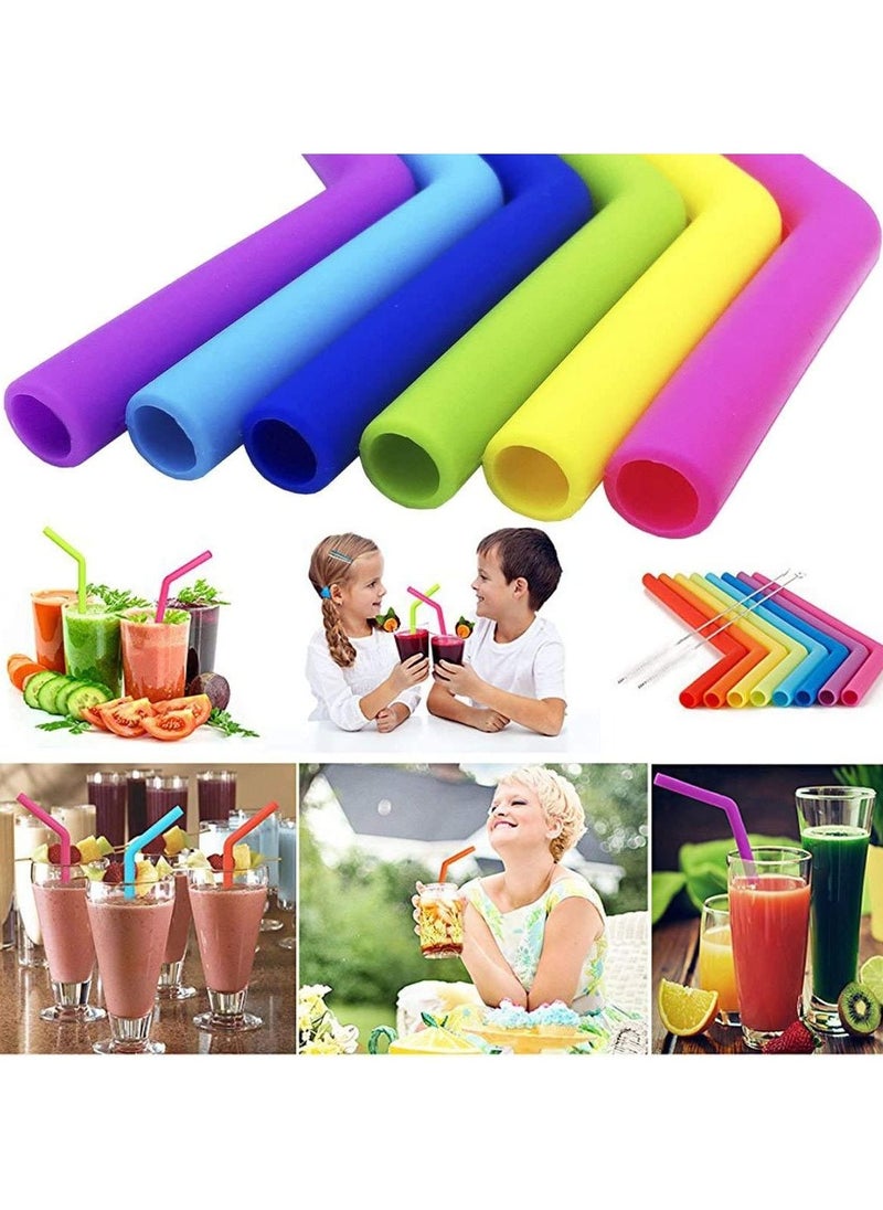 SYOSI 12PCS Reusable Flexible Straws for Toddlers & Kids, BPA-Free Silicone Straws with Cleaning Brushes Extra Long Straws Sustainable Straw Set Washable Drinking Straws for 30oz 20oz Tumblers  - Image 3