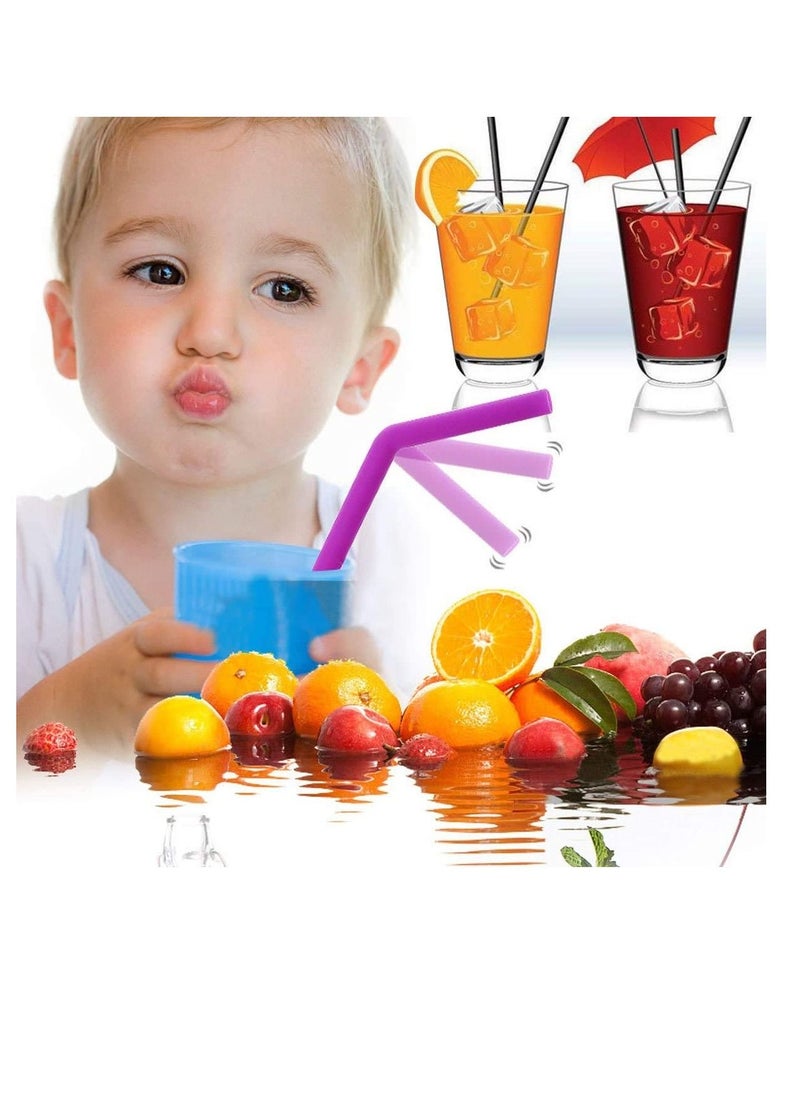 SYOSI 12PCS Reusable Flexible Straws for Toddlers & Kids, BPA-Free Silicone Straws with Cleaning Brushes Extra Long Straws Sustainable Straw Set Washable Drinking Straws for 30oz 20oz Tumblers  - Image 2