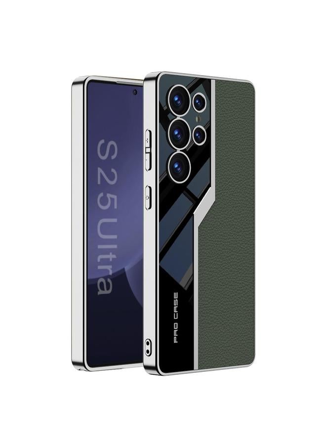 The Bros Case For Samsung Galaxy S25 Ultra 5G Plating TPU + Leather Supercar Full Coverage Phone Case