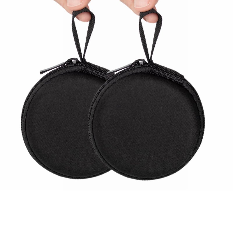 Ginsco Mini-Portable Hard Shell Earbuds Case for Apple EarPods Headphones USB-C Wired Ear Buds/Samsung Galaxy Wired Earbuds, Travel Case for Earphones Earplugs (2, Black) - Image 1