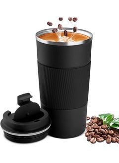 Arabest Insulated Coffee Travel Mug 510ml Reusable Coffee Cup Stainless Steel Vacuum Insulation Tumbler for Home Office Heat Cold Drinks (Black)  - Image 1