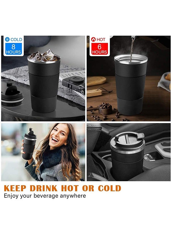 Arabest Insulated Coffee Travel Mug 510ml Reusable Coffee Cup Stainless Steel Vacuum Insulation Tumbler for Home Office Heat Cold Drinks (Black) - Image 5
