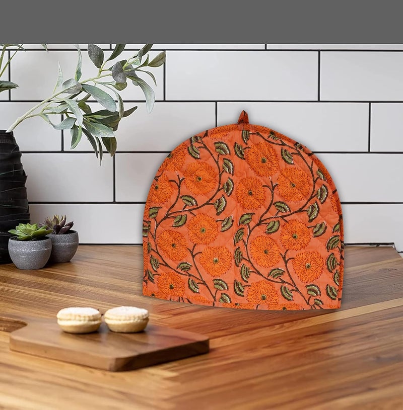 Craftintegration Orange Colors Cotton Handmade Designs Tea Cozy Creative Tea Cosy Indian Mandala Tea Cozies Tea Pot Cover - Image 5