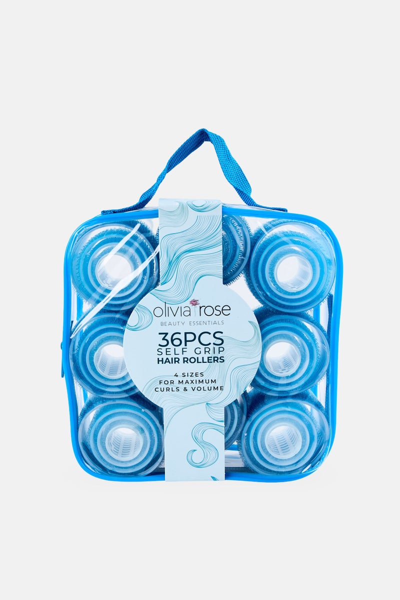 Olivia Rose 36 Pcs Self Grip Hair Rollers, Blue - Image 1