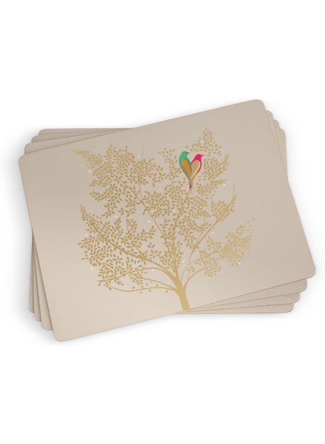 Pimpernel Sara Miller London Chelsea Collection Placemats, Set of 4 â€“ (15.7" x 11.7") Cork-Backed Board with Gold Foil Detailing & Elegant Bird Design, Heat & Stain Resistant Dining DÃ©cor - Image 2