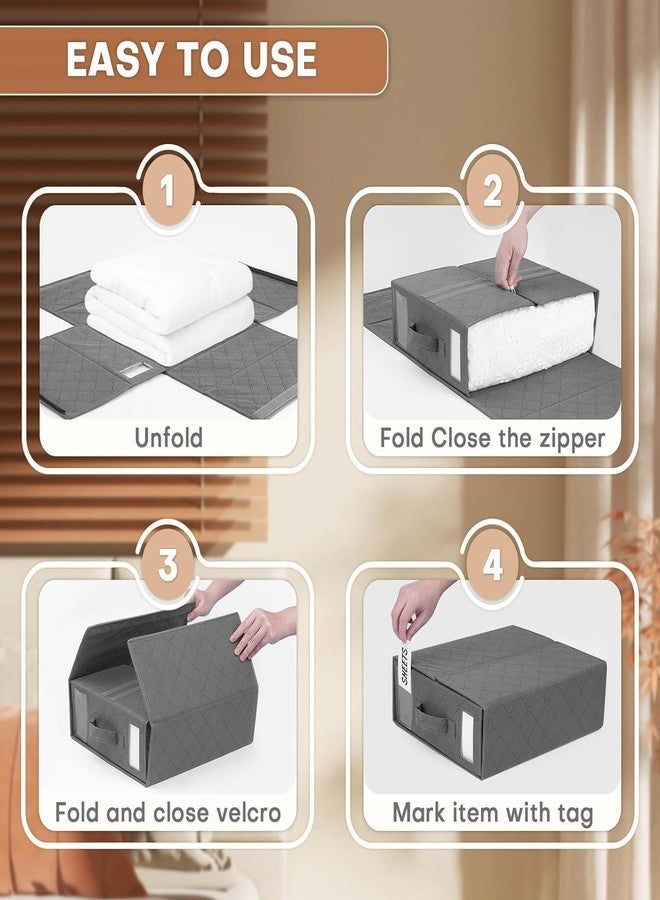 RENVA Storage Box Bed Sheet Organizer Foldable with Zipper Closet Organizer for Bedsheets/Blankets/Clothes (Modern Grey, 2) - Image 2