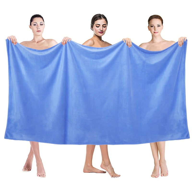 JML Microfiber Bath Towels  Bath Sheet 2 Pack 35 "" x 70 ""  Oversized  Soft  Super Absorbent and Fast Drying  Extra Large Bathroom Towels for Body  Sports  Fitness  Yoga  Blue - Image 3