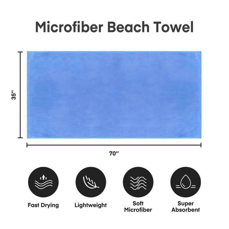 JML Microfiber Bath Towels  Bath Sheet 2 Pack 35 "" x 70 ""  Oversized  Soft  Super Absorbent and Fast Drying  Extra Large Bathroom Towels for Body  Sports  Fitness  Yoga  Blue - Image 2