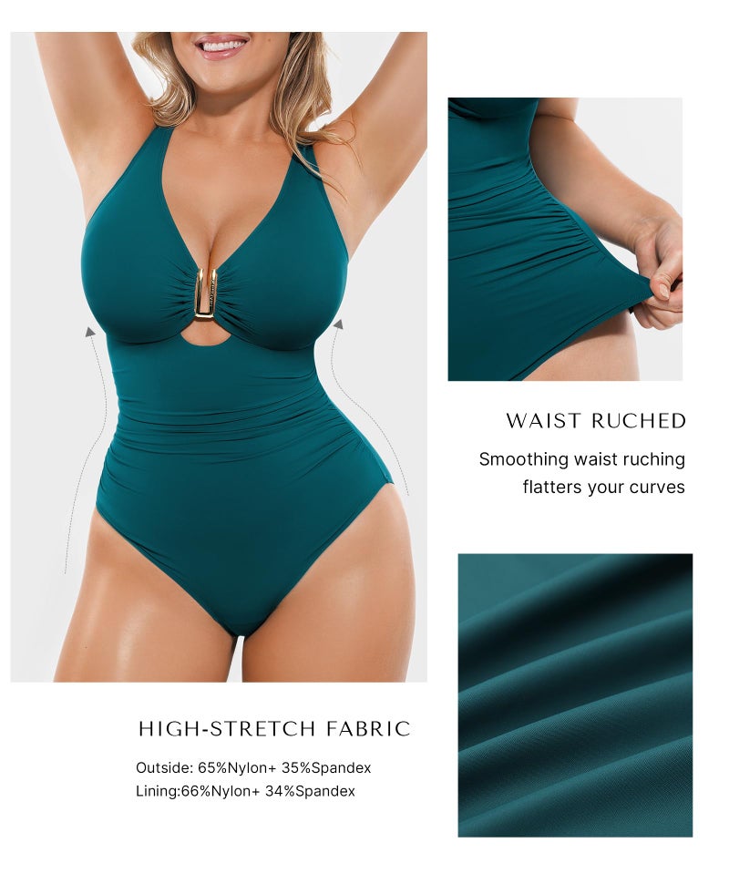 SHAPELLX Shapewear Swimsuits Women Green Swimwear Shapewear Swimsuits Women Bathing Suit Slimming Swimwear Green XL - Image 5