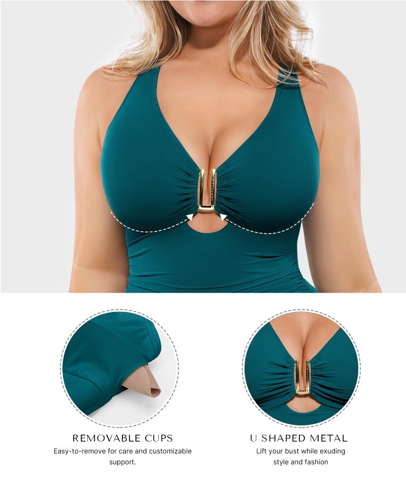 SHAPELLX Shapewear Swimsuits Women Green Swimwear Shapewear Swimsuits Women Bathing Suit Slimming Swimwear Green XL - Image 4