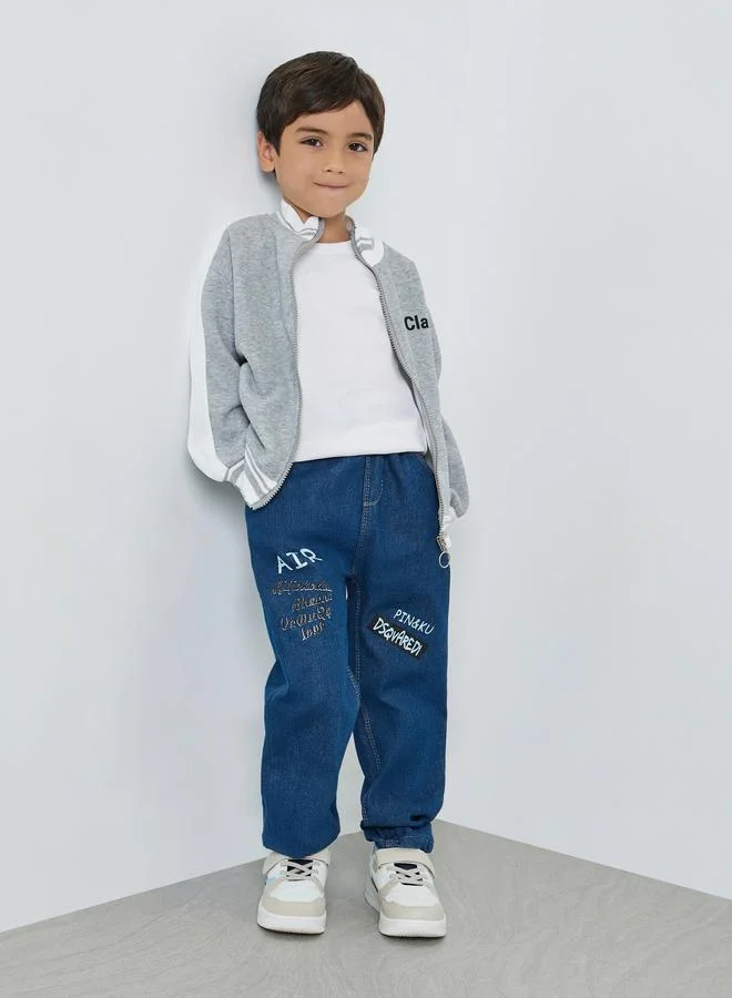 Styli Boys Graphic Print Pull On Jeans