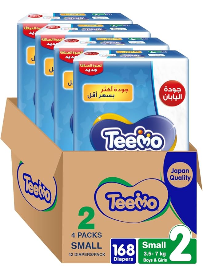 Teemo Compressed Diamond Pad Size 2 Small 3.5 7 Kg Jumbo Box 168 Diapers - Image 1