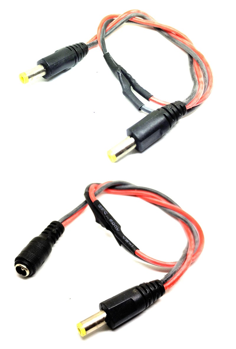 INVENTO 2 Pair Male to Female + Male to Male DC Jack Plug 5.5mm x 2.1mm Power cable 300mm long 20 AWG silicone wire For CCTV, DIY Projects - Image 2