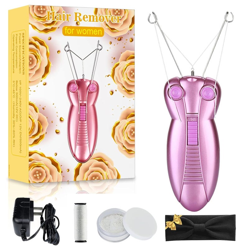 WAYCOM Ladies Facial Hair Remover Electric Women's Beauty Epilator Facial Threading Hair Removal Shaver Face Massager Pull Faces Delicate Device Depilation -Birthday Christmas Day Present(Purple) - Image 4