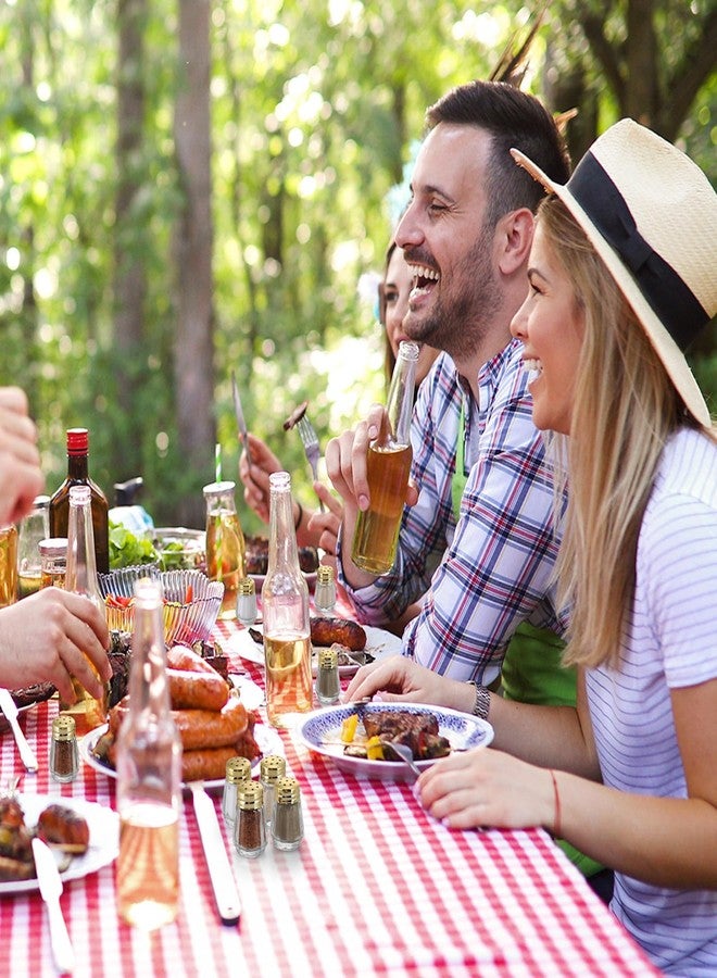 بوتشن مجموعة بوتشن المكونة من 24 قطعة من رشاشات الملح والفلفل الزجاجية الصغيرة الشفافة، مع 6 قمع بلاستيكي صغير، وأغطية زجاجات ذهبية اللون، مثالية للمطاعم وحفلات الزفاف والحفلات المنزلية. - Image 4