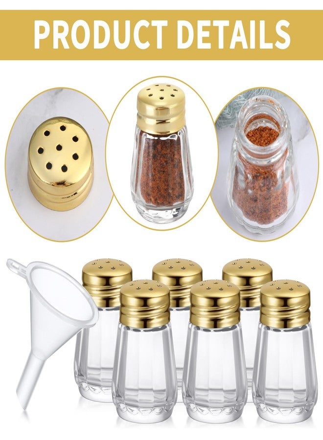 بوتشن مجموعة بوتشن المكونة من 24 قطعة من رشاشات الملح والفلفل الزجاجية الصغيرة الشفافة، مع 6 قمع بلاستيكي صغير، وأغطية زجاجات ذهبية اللون، مثالية للمطاعم وحفلات الزفاف والحفلات المنزلية. - Image 3