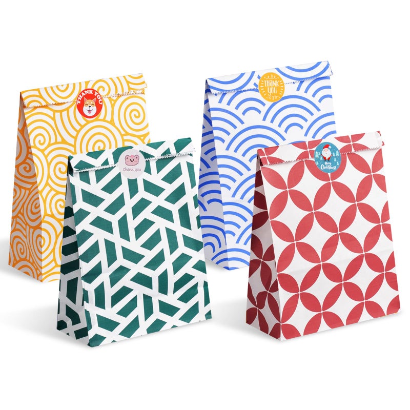 Parmedu Assorted Color Paper Bag Set 48pcs Gift Bags in Optimal Size 94 67 32 Inches with 48 Stickers Food Grade Takeout Bags for Christmas Festivals Birthdays Parties Weddings etc - Image 3