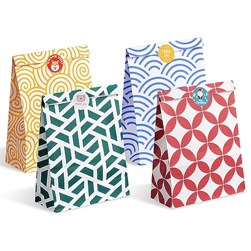 Parmedu Assorted Color Paper Bag Set 48pcs Gift Bags in Optimal Size 94 67 32 Inches with 48 Stickers Food Grade Takeout Bags for Christmas Festivals Birthdays Parties Weddings etc - Image 2