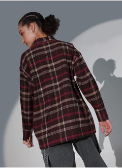 Hubberholme Women's Checked Cotton Oversized Casual Shirt, Classic Style  - Image 3