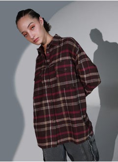 Hubberholme Women's Checked Cotton Oversized Casual Shirt, Classic Style  - Image 5