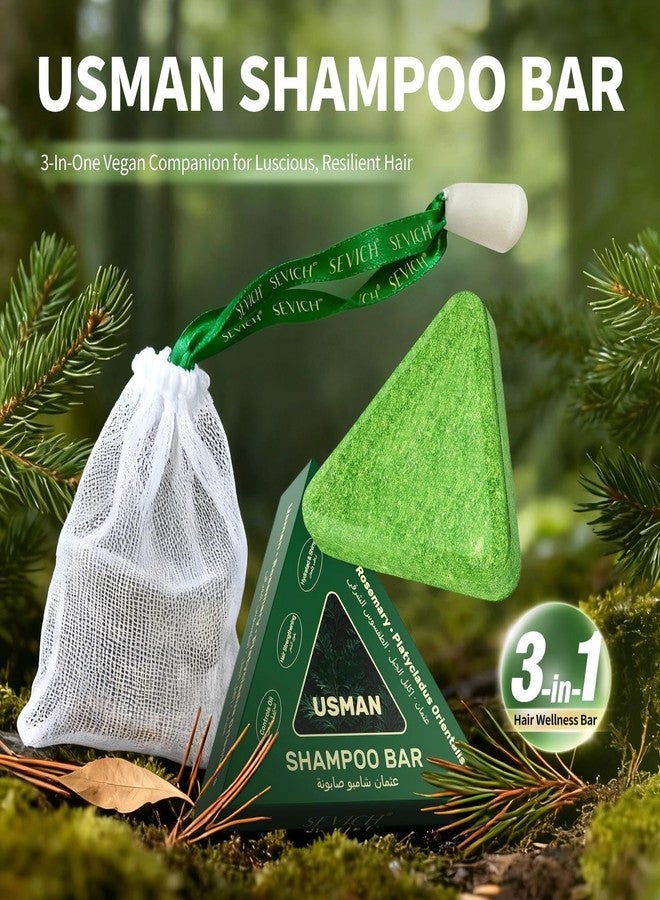 gowwim Usman Grass Shampoo Bar, 2 Pcs Nature Triangle Shampoo Bar 3-in-1 Hair Wellness Bar, Calming & Strengthens Hair, Polygonum & Cipressus Orientalis Herbal Soap, Includes Foaming Net - Image 2