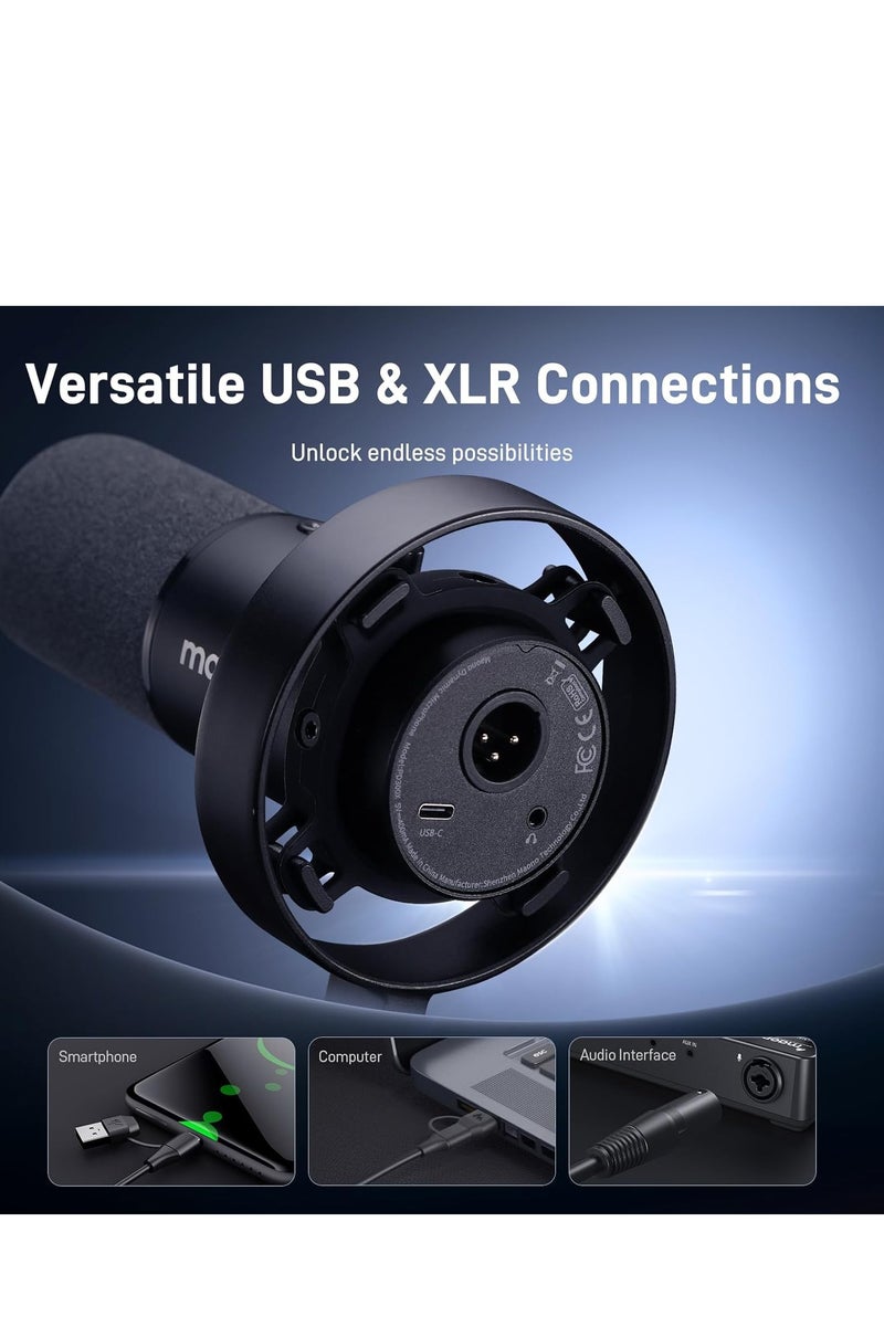 MAONO PD300X USB/XLR Dynamic Microphone for Podcasting, Streaming, Gaming & Recording – Professional Cardioid Mic with Real-Time Monitoring, Gain Control, and Mute Button – Black - Image 5