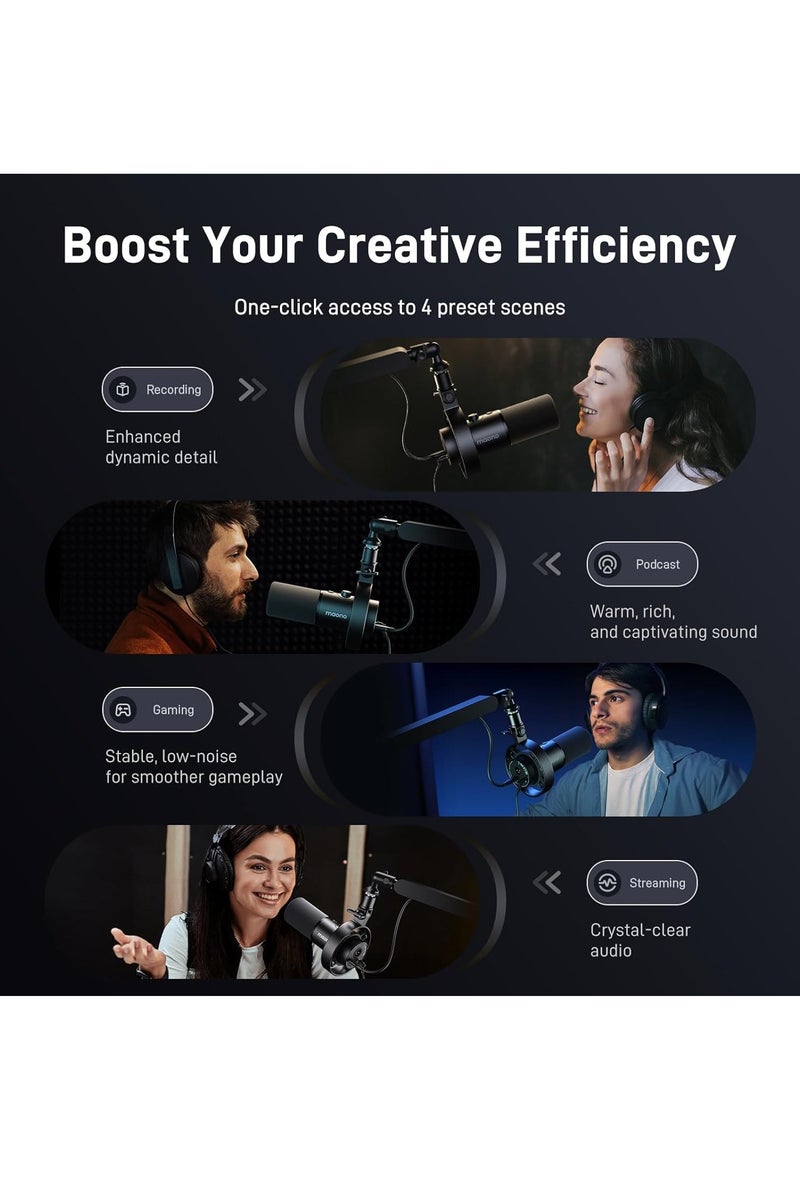 MAONO PD300X USB/XLR Dynamic Microphone for Podcasting, Streaming, Gaming & Recording – Professional Cardioid Mic with Real-Time Monitoring, Gain Control, and Mute Button – Black - Image 4