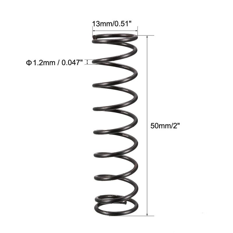 uxcell uxcell sourcingmap Compression Spring - 1.2mm Wire Dia, 13mm OD, 50mm Free Length Spring Steel Extension Spring,Black,10Pcs  - Image 2