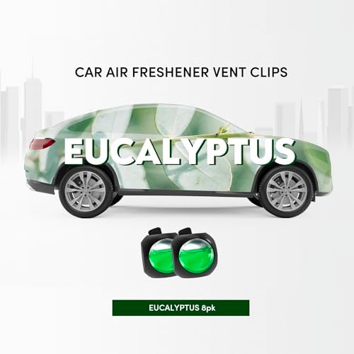 DRIVEJOY Car Air Freshener Vent Clips, 8 Pack, Provides Long-Lasting Scent, Up to 240 Days, Odor Eliminator (Eucalyptus) - Image 2